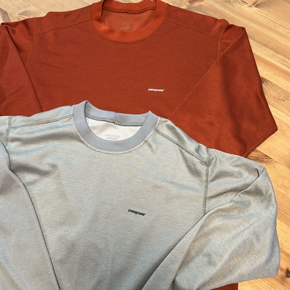 Patagonia Orange and Grey Crewneck LS T-shirts - Picture 1 of 6